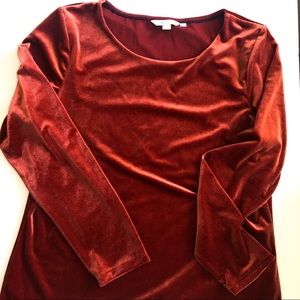 Boden Rust Velvet Long Sleeve Blouse